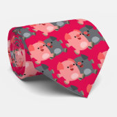 かわいい黒と白の漫画の豚のネクタイ ネクタイ (ロール)