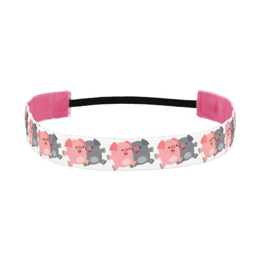 かわいい黒と白の漫画ピッグヘッドバンド アスレチックヘッドバンド (正面)