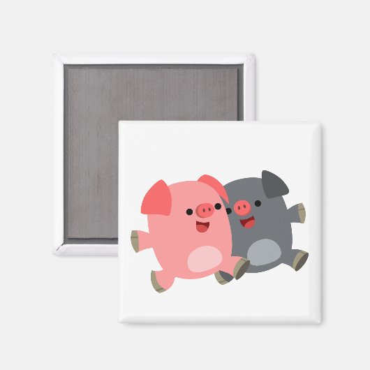 かわいい黒と白の漫画ピッグマグネット マグネット (正面/裏面)