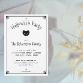 かわいい黒と白の猫のハロウィン招待状 招待状