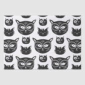 かわいい黒と白の猫の顔柄 薄葉紙 (正面)
