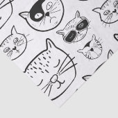 かわいい黒と白の猫の顔柄 薄葉紙 (詳細)