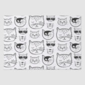 かわいい黒と白の猫の顔柄 薄葉紙 (正面)