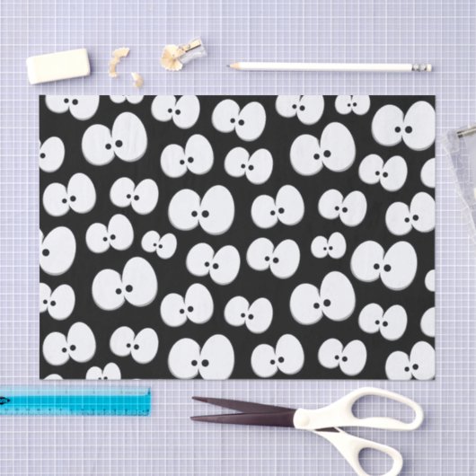 かわいい黒と白の目のパタ不気味ーンのハロウィン 薄葉紙 (クラフト)