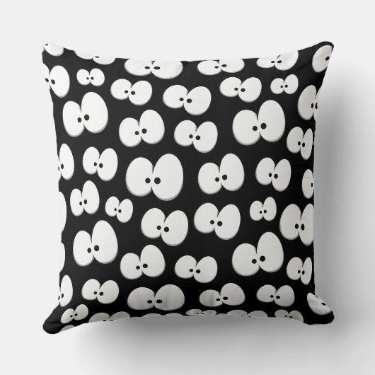 かわいい黒と白の目不気味ハロウィーン クッション (裏面)