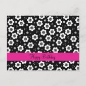 かわいい黒と白の花のはがき ポストカード (正面)
