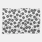 かわいい黒と白の花のタオル キッチンタオル (横)