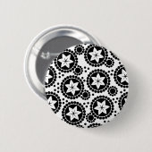 かわいい黒と白の花 ボタン 缶バッジ (正面&裏面)