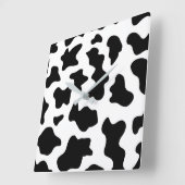 かわいい黒と白の農場乳牛プリント スクエア壁時計 (傾斜)