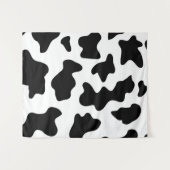 かわいい黒と白の農場乳牛プリント タペストリー (正面(横))