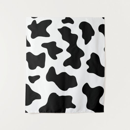 かわいい黒と白の農場乳牛プリント タペストリー (正面)
