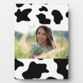 かわいい黒と白の農場乳牛プリント フォトプラーク (正面)