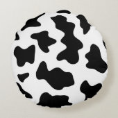 かわいい黒と白の農場乳牛プリント ラウンドクッション (裏面)