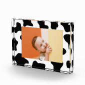 かわいい黒と白の農場動物の牛のプリント フォトブロック (右)