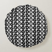 かわいい黒と白 – 犬/ポープリントラウンドピロー ラウンドクッション (裏面)