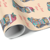 かわいい黒と茶色のクリスマスの子犬 ラッピングペーパー (ロールコーナー)