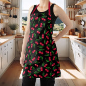 かわいい黒と赤の水色のさくらんぼ エプロン