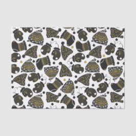 かわいい黒と金ゴールドの帽子とミッテンスのクリスマス 薄葉紙