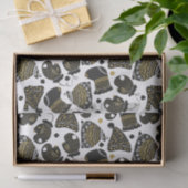 かわいい黒と金ゴールドの帽子とミッテンスのクリスマス 薄葉紙 (ギフト)