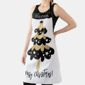 かわいい黒と金ゴールドクリスマスツリーカスタム エプロン (インサイチュ)