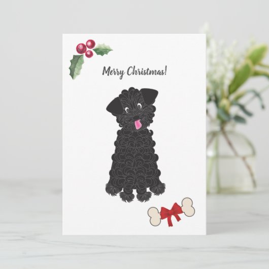 かわいい黒のおもちゃプードル犬カスタマイズ シーズンカード (スタンド正面)