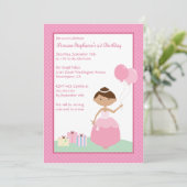 かわいい黒のお姫様の誕生日パーティーの招待 招待状 (スタンド正面)