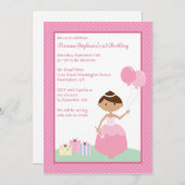 かわいい黒のお姫様の誕生日パーティーの招待 招待状 (正面/裏面)