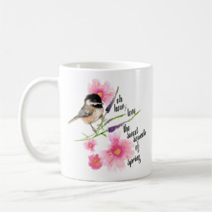 かわいい黒のキャップをした《鳥》アメリカゴガラ水彩(ことわざ) コーヒーマグカップ