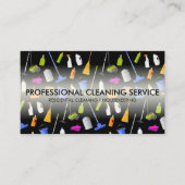 かわいい黒のクリーニングサービスアイコン 名刺 (正面)