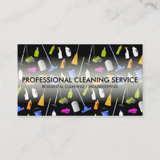 かわいい黒のクリーニングサービスアイコン 名刺 (正面)