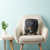 かわいい黒のダックスフンドの子犬 クッション (椅子)