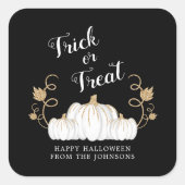 かわいい黒のトリックまたはカボチャのハロウィーンを治療 スクエアシール (正面)