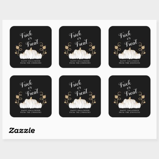 かわいい黒のトリックまたはカボチャのハロウィーンを治療 スクエアシール (シート)