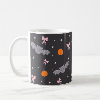 かわいい黒のハロウィンバット柄マグカップ コーヒーマグカップ