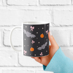 かわいい黒のハロウィンバット柄マグカップ コーヒーマグカップ