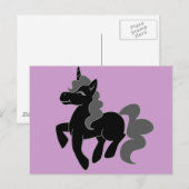 かわいい黒のユニコーン ポストカード (正面/裏面)