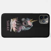 かわいい黒のユニコーン　花　水彩　ユニコーン Case-Mate iPhoneケース (裏面(横))