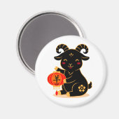 かわいい黒の亥年2027 マグネット (正面/裏面)