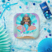 かわいい黒の人魚のプリンセスが海の下 ペーパープレート (パーティー)