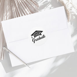 かわいい黒の卒業帽のデザイン ラウンドシール