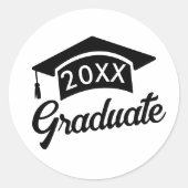 かわいい黒の卒業帽のデザイン ラウンドシール (正面)