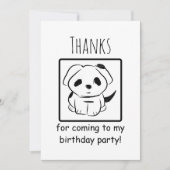 かわいい黒の子犬のドゥードル 誕生日パーティーのお礼 サンキューカード (正面)