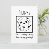 かわいい黒の子犬のドゥードル 誕生日パーティーのお礼 サンキューカード (スタンド正面)