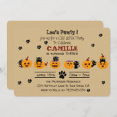 かわいい黒の子猫ハロウィーンの誕生日招待状 招待状 (正面/裏面)