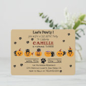 かわいい黒の子猫ハロウィーンの誕生日招待状 招待状 (スタンド正面)