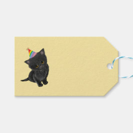 かわいい黒の子猫金ゴールド誕生日プレゼントラベル ギフトタグ