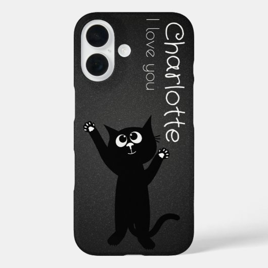 かわいい黒の漫画猫の名前 チャコール ケース-メイト iP Case-Mate iPhoneケース (裏面)