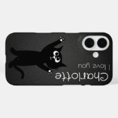 かわいい黒の漫画猫の名前 チャコール ケース-メイト iP Case-Mate iPhoneケース (裏面 (横))