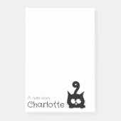 かわいい黒の漫画猫の名前 ポストイット (正面)