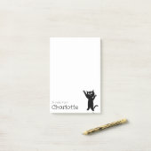 かわいい黒の漫画猫の名前 ポストイット (デスク上)